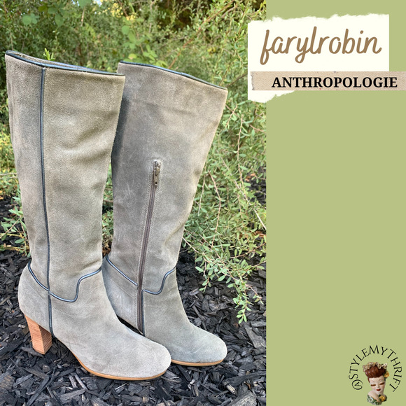 Anthropologie Shoes Anthropologie Farylrobyn Grey Suede Tall Boots